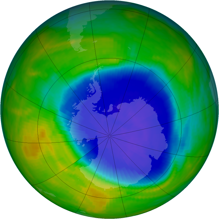 Antarctic ozone map for 11 October 1985